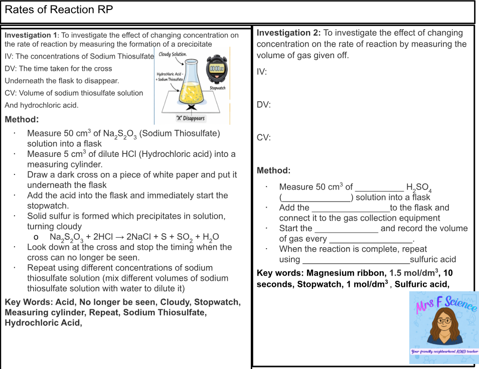 AQA GCSE Chemistry Rates of Reaction Required Practical Worksheet | KS4