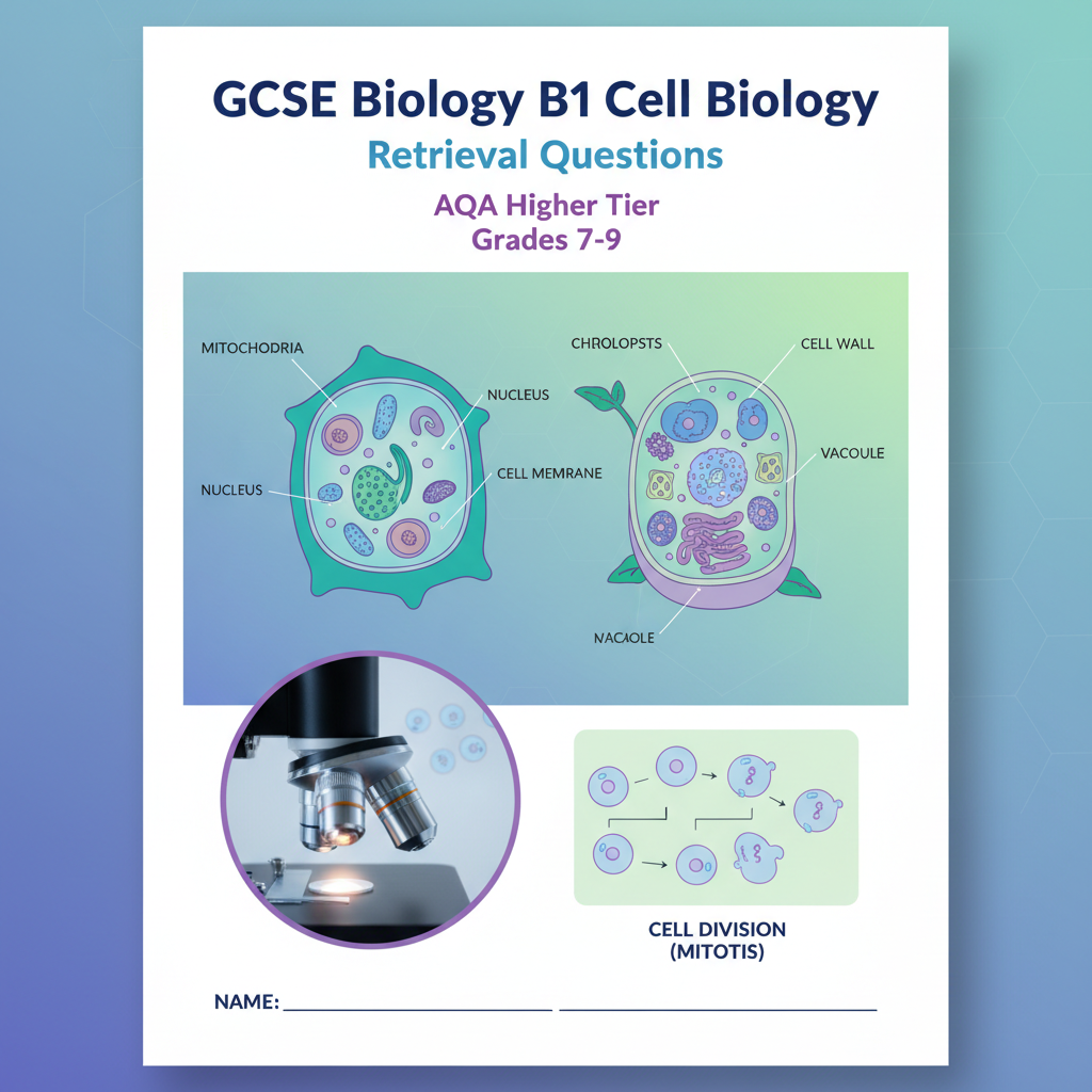 GCSE Biology B1 Cell Biology – Low-Stakes Retrieval Questions (AQA Higher)