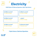 Electricity GCSE Physics P2 Retrieval Questions AQA Triple Science