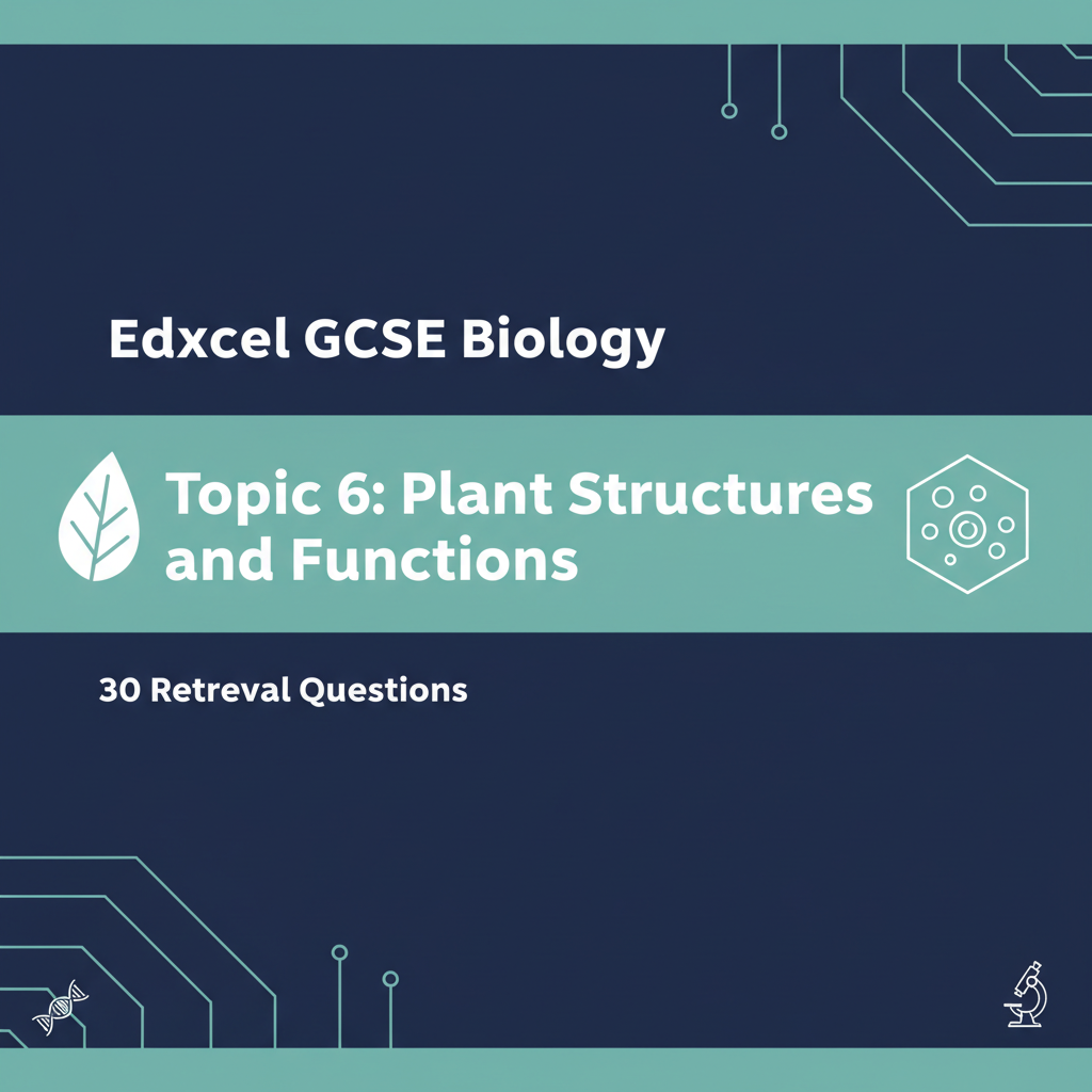 Edexcel GCSE Biology Topic 6: Plant Structures and Functions – 30 Retrieval Questions