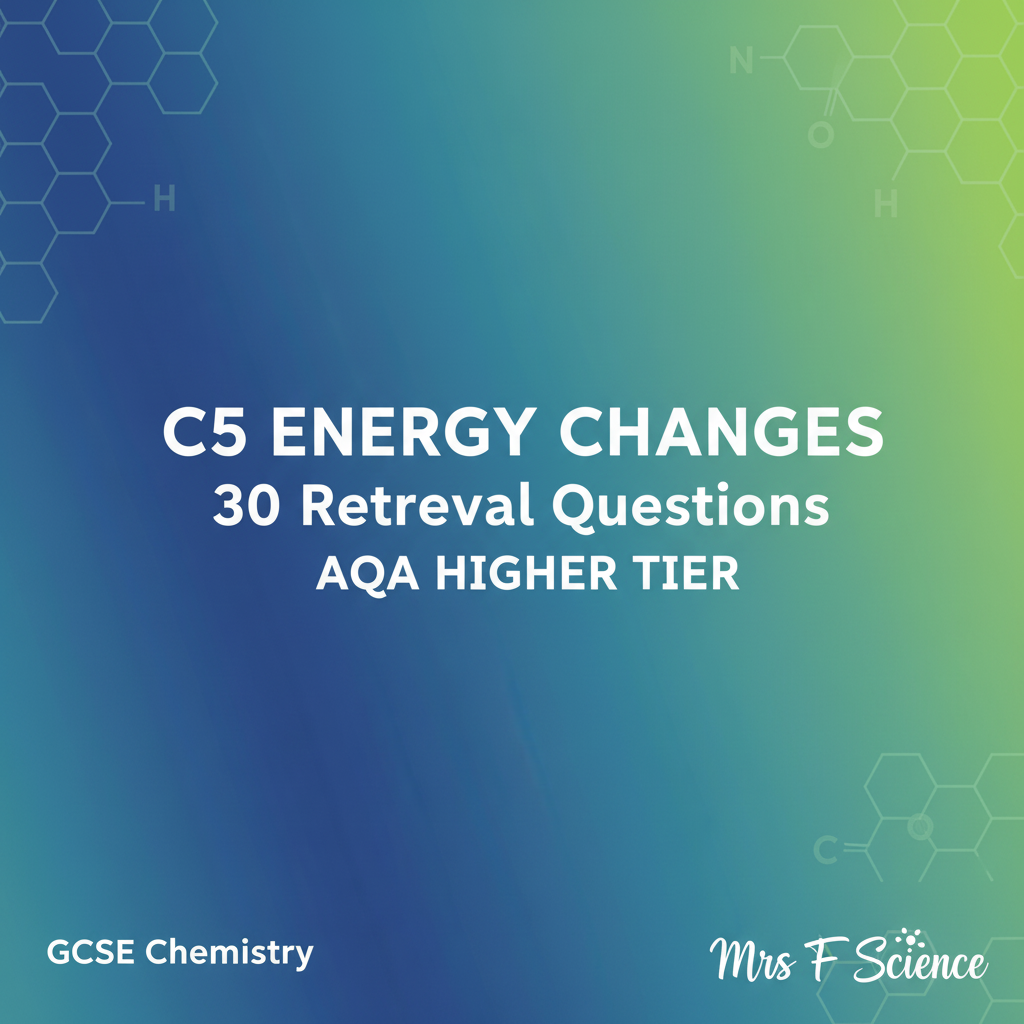 Energy Changes C5 - AQA Higher Tier Retrieval Questions worksheet cover