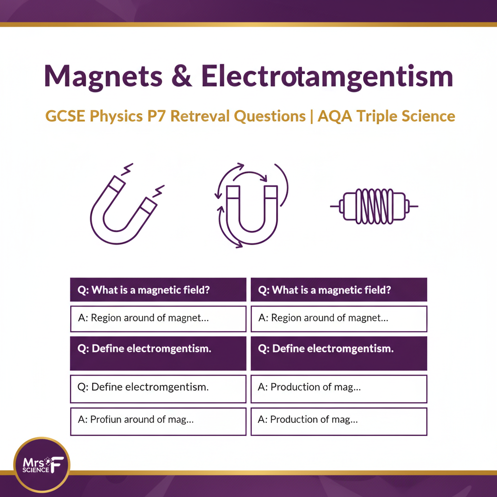 Magnets & Electromagnetism GCSE Physics P7 Retrieval Questions AQA Triple Science