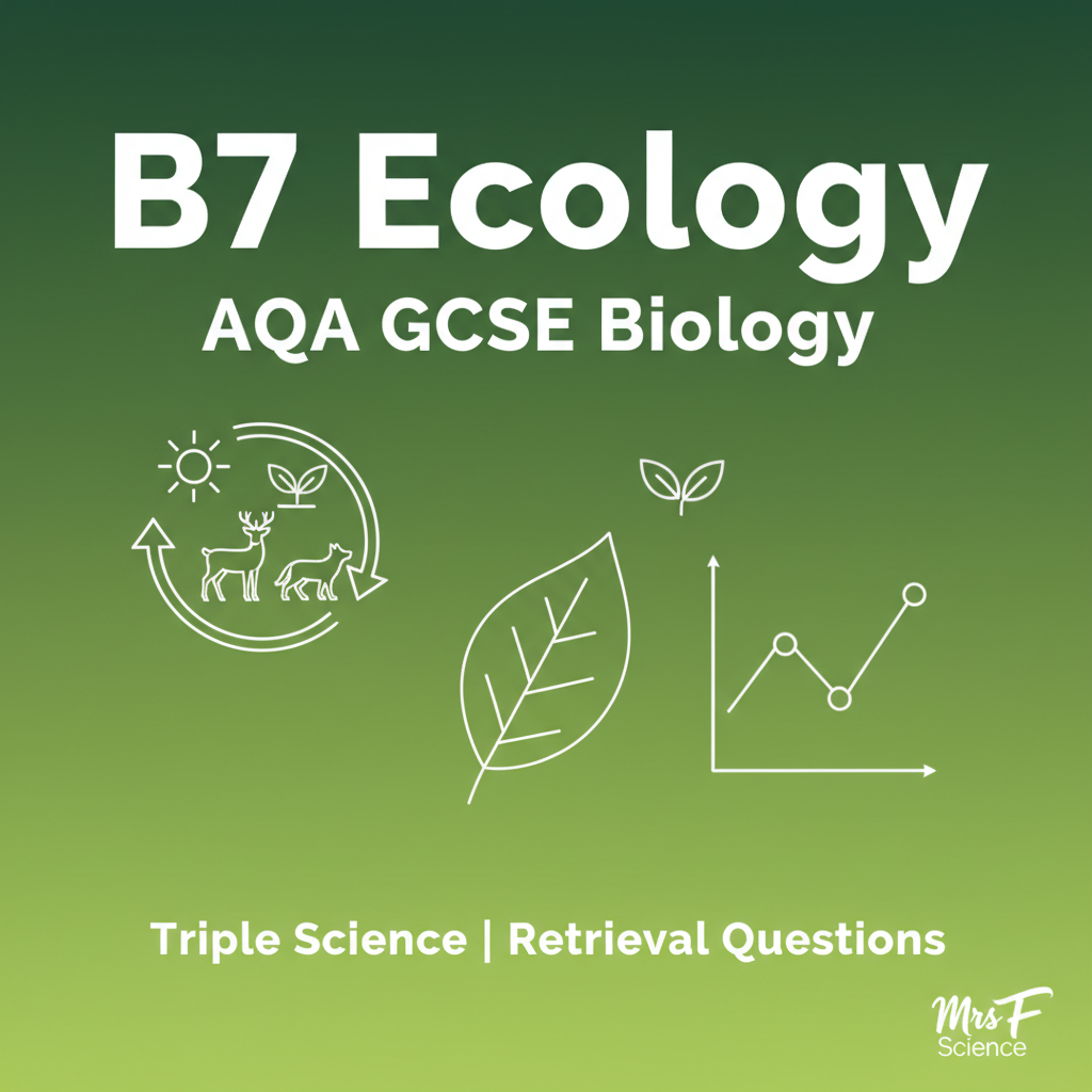 B7 Ecology AQA GCSE Biology Triple Science Retrieval Questions worksheet cover