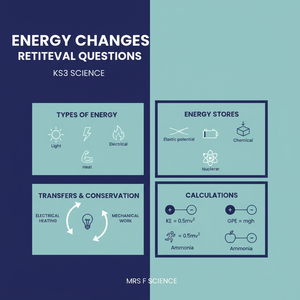 KS3 Science Energy Changes Retrieval Questions | National Curriculum | 30 Questions