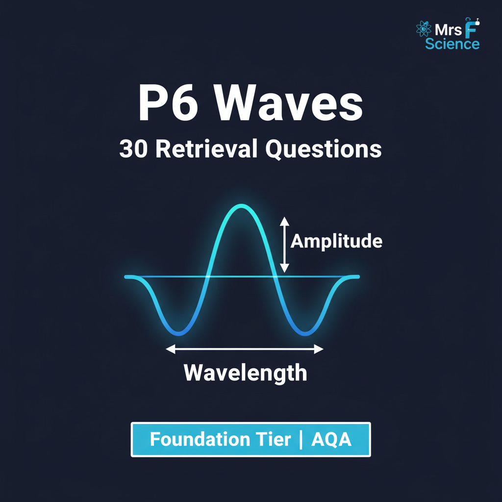 GCSE Physics P6 Waves 30 Retrieval Questions Foundation Tier AQA