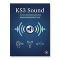 KS3 Sound revision worksheet cover — navy and duck-egg blue design with sound wave illustrations