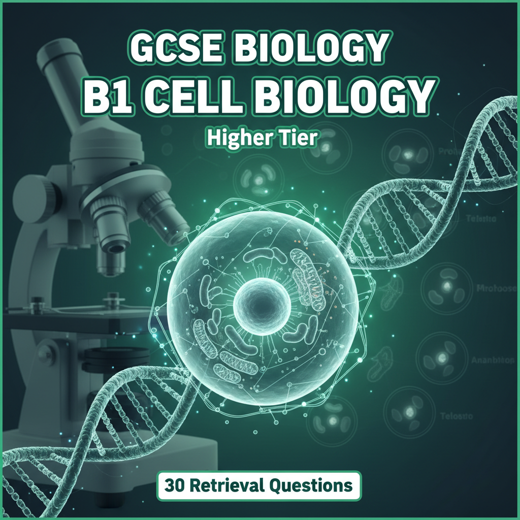 GCSE Biology B1 Cell Biology Higher Tier - 30 Retrieval Questions