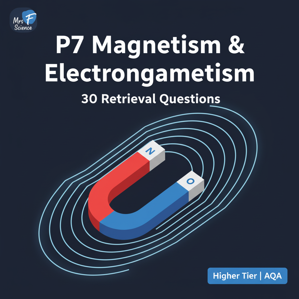GCSE Physics P7 Magnetism and Electromagnetism 30 Retrieval Questions Higher Tier AQA